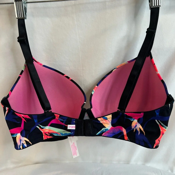 Victoria's Secret PINK Black Floral Wear Everywhere Bra. Size 34D. - Picture 3 of 13